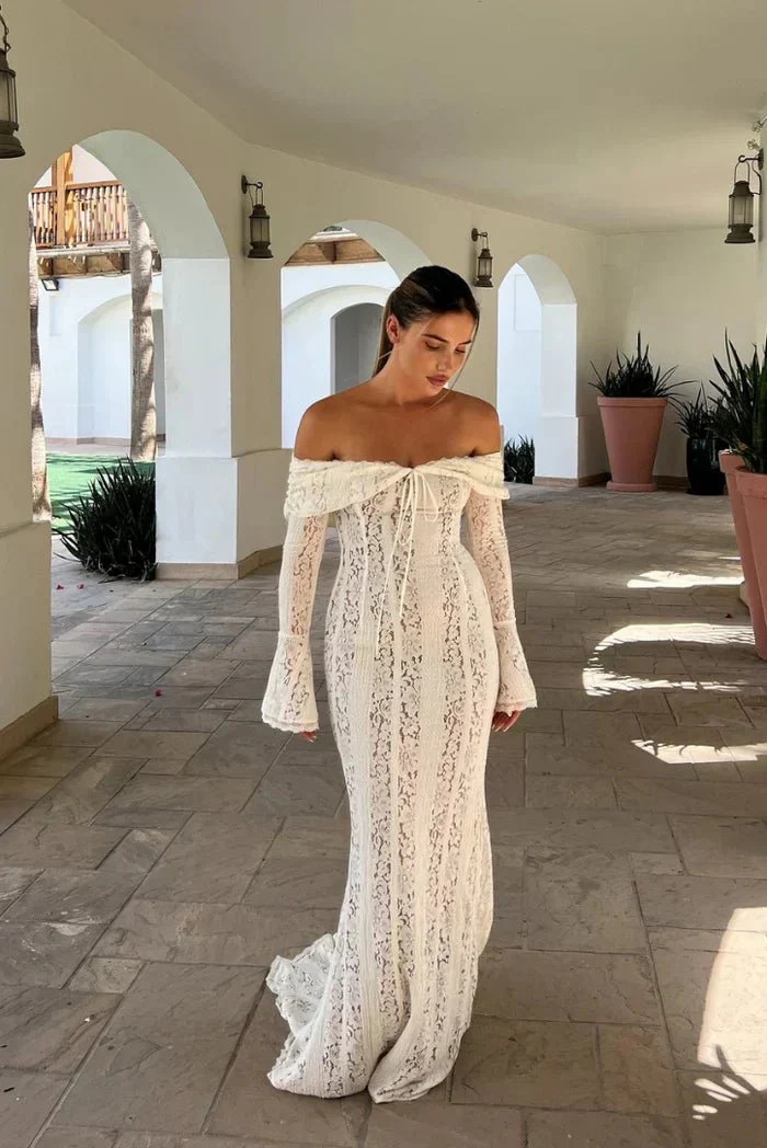 Abby Off Shoulder Lace Maxi Dress - Image 3