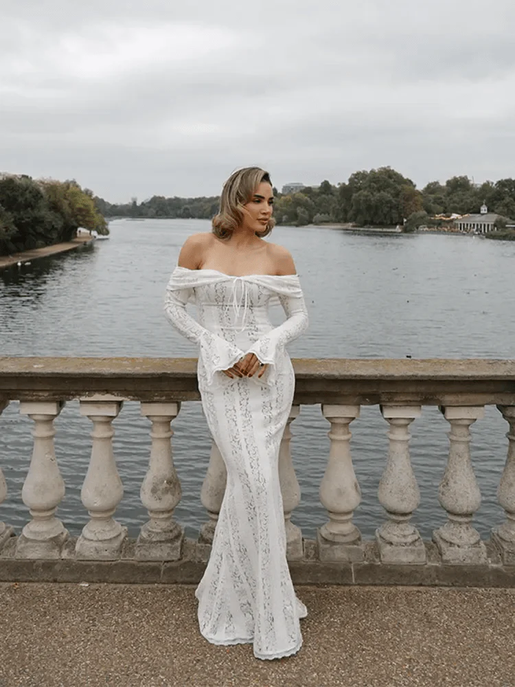 Abby Off Shoulder Lace Maxi Dress - Image 5