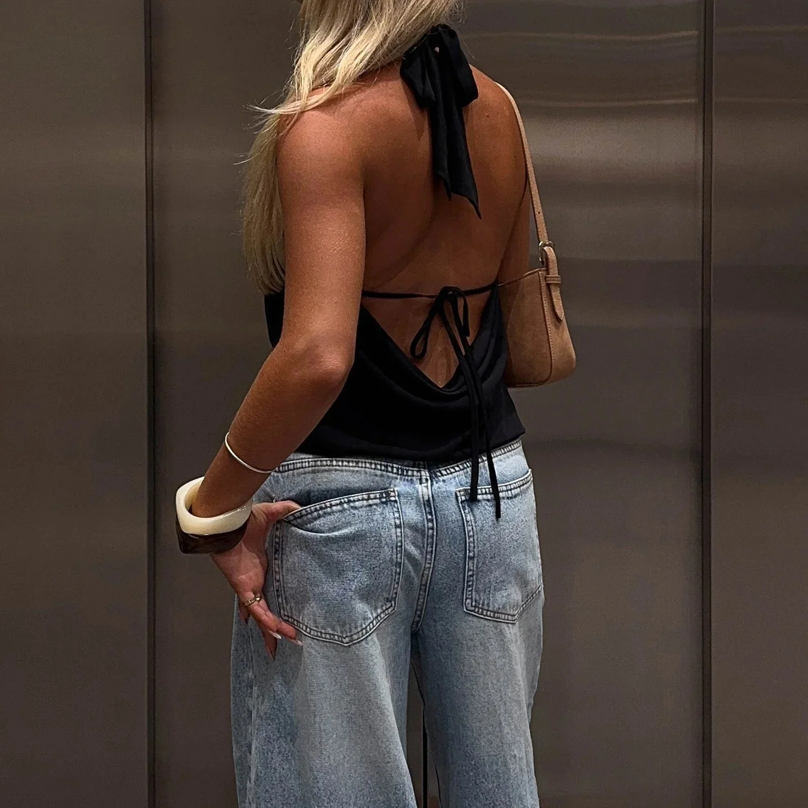 Addison Deep Neck Halter Tank Top - Image 3