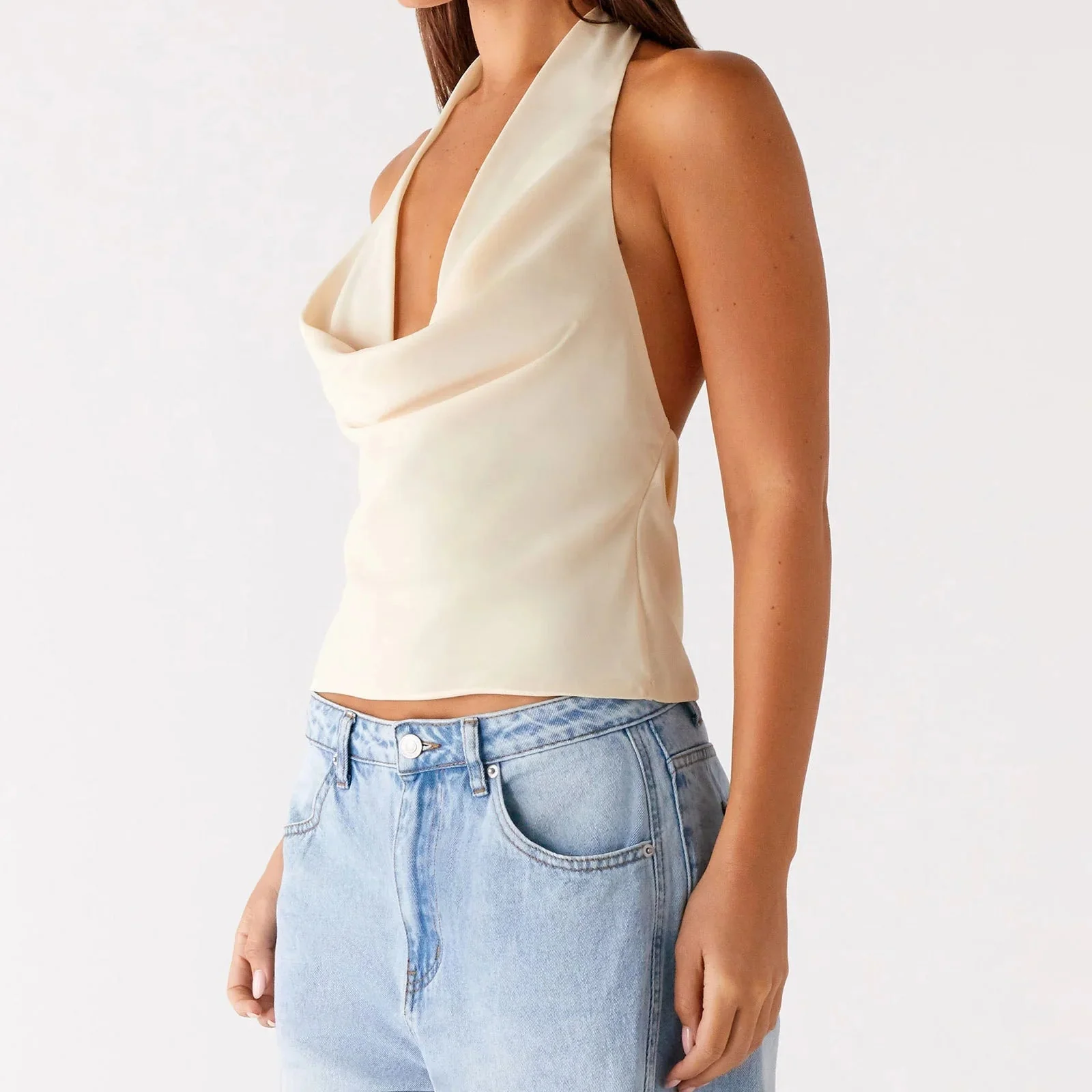 Addison Deep Neck Halter Tank Top - Image 7