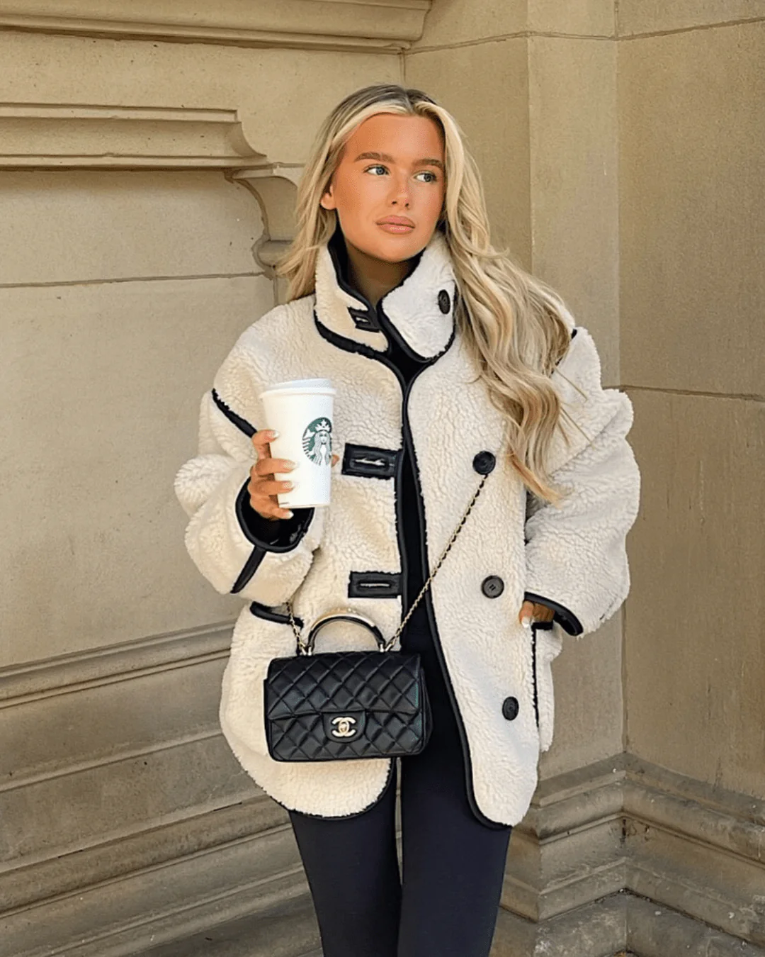 Adela Funnel Neck Sherpa Jacket - Image 2