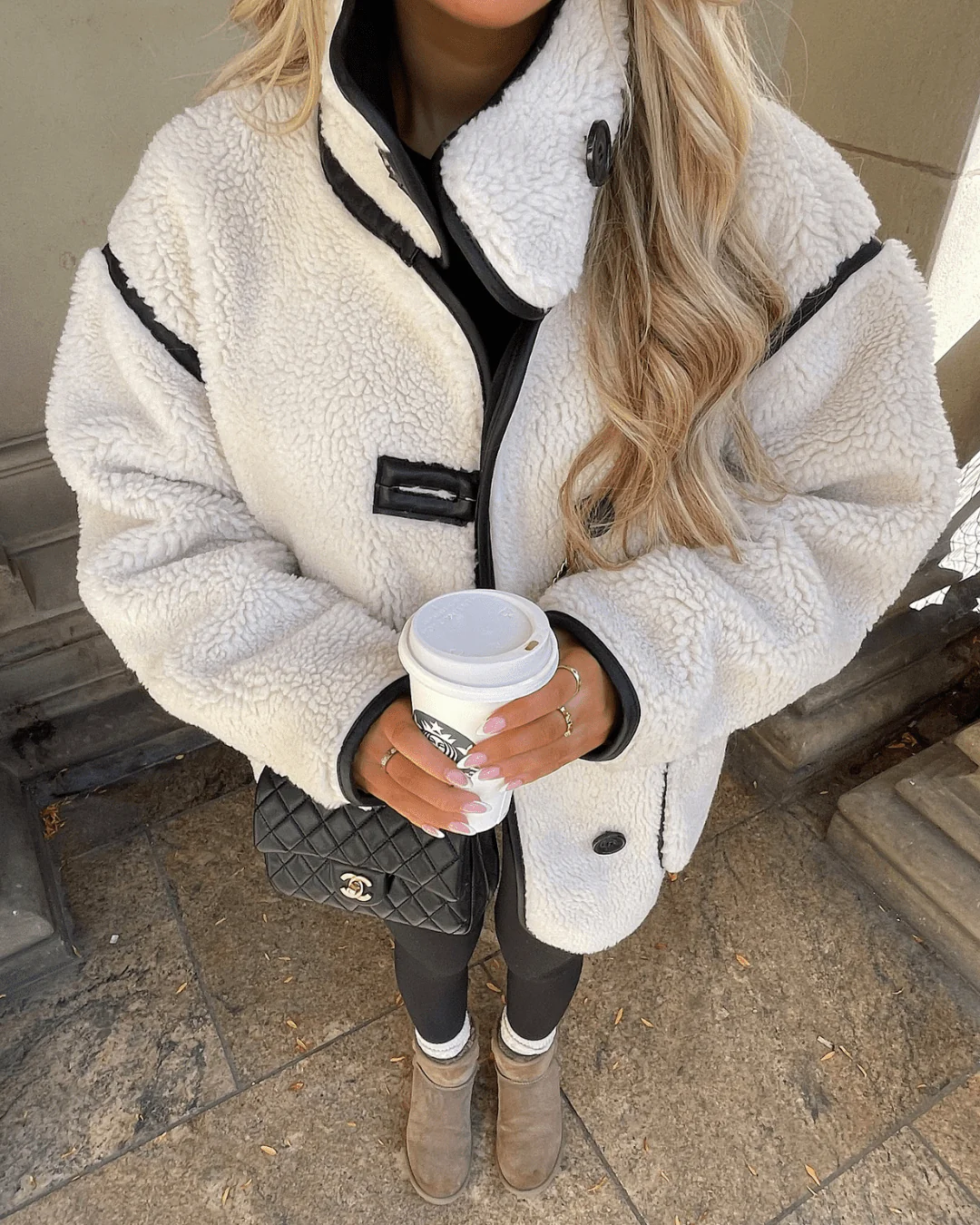 Adela Funnel Neck Sherpa Jacket - Image 3