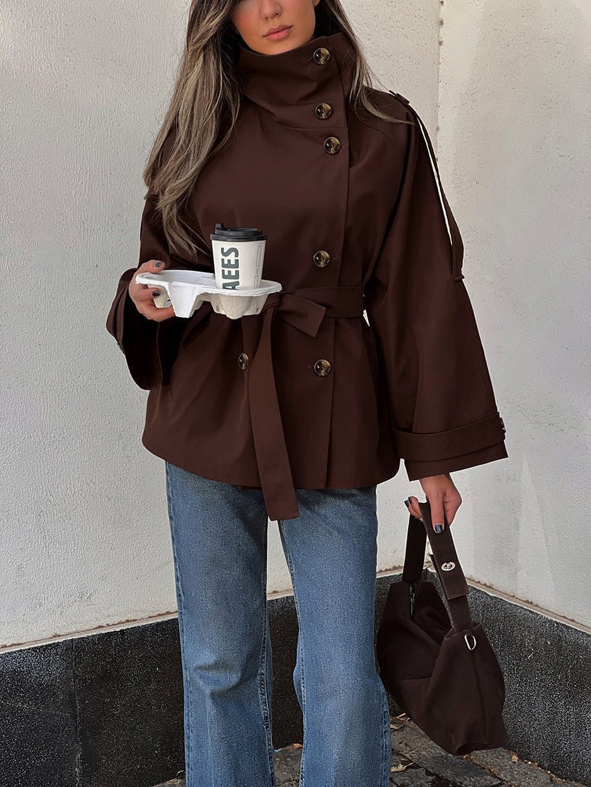 Aida Lace-up Cropped Trench Coat - Image 3