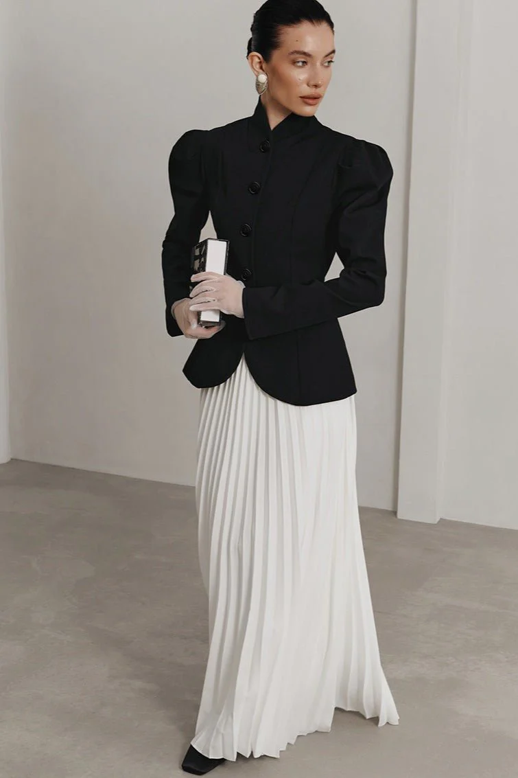 Aira Stand Collar Flared Blazer - Image 4