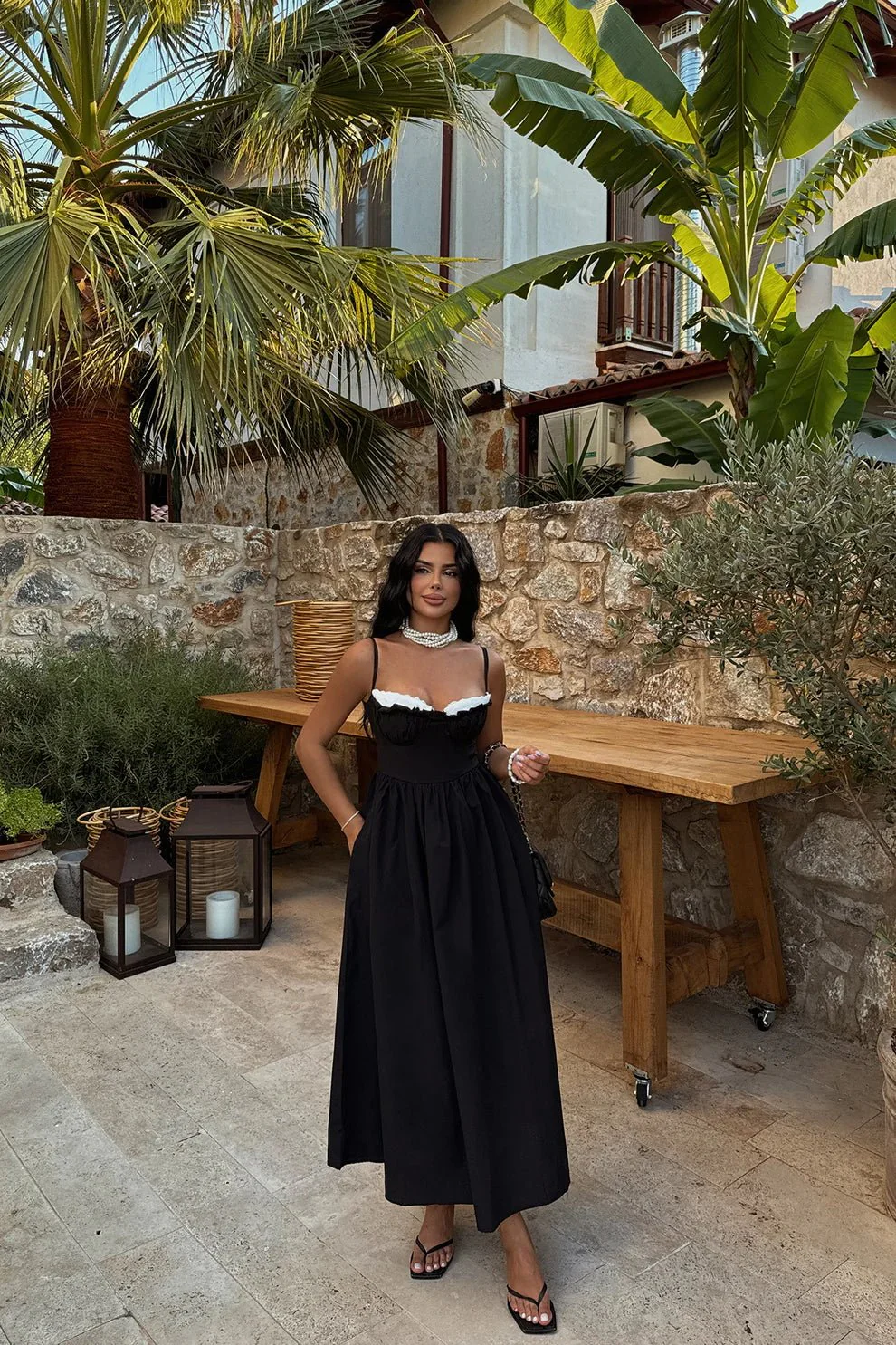 Alecto Pleated Spaghetti Strap Midi Dress - Image 3