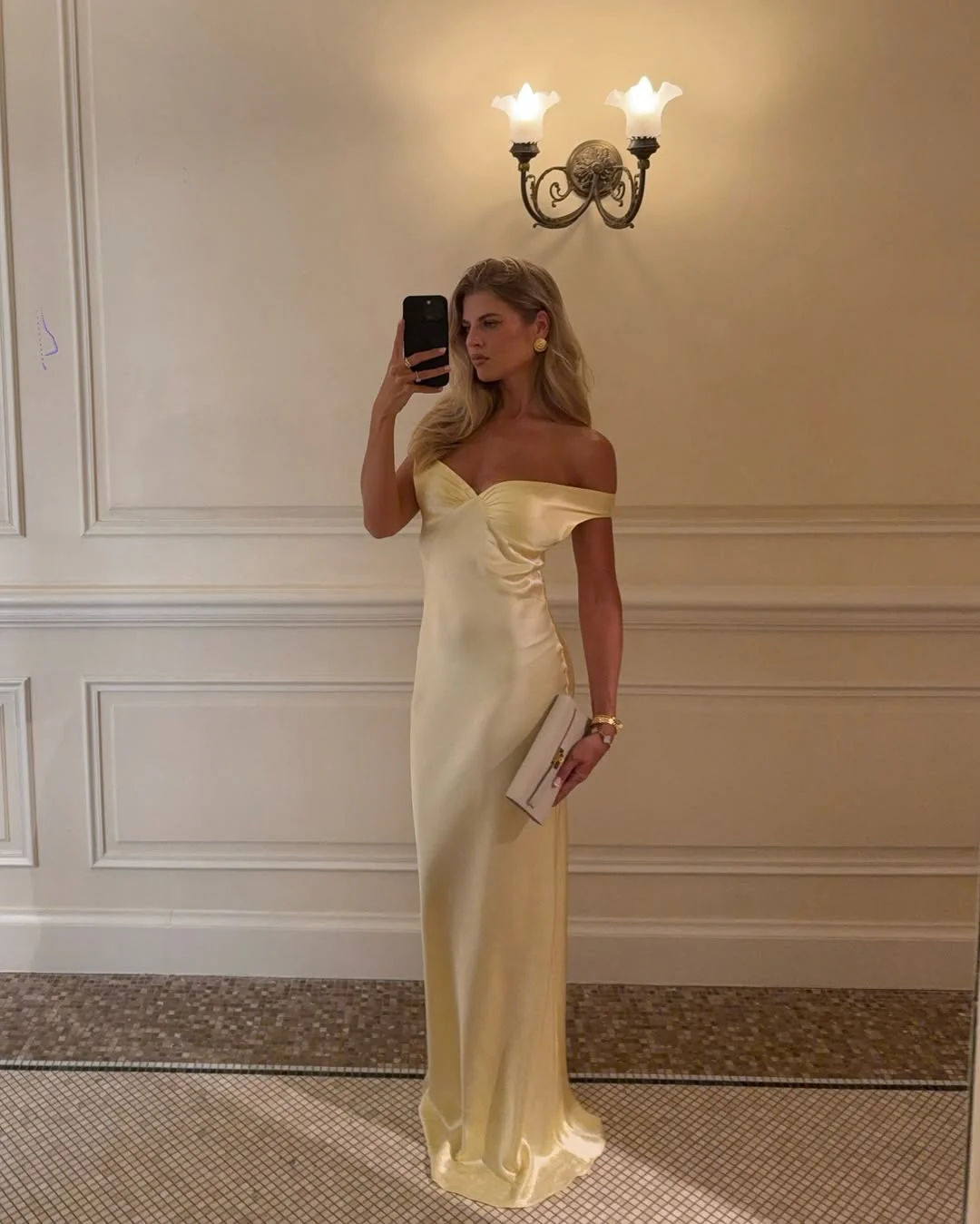 Alice Off-Shoulder Satin Maxi Dress - Image 3