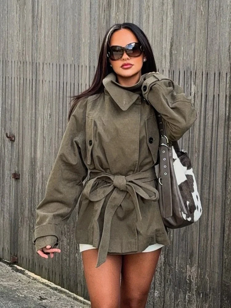 Alya High Neck Lace Up Coat - Image 3