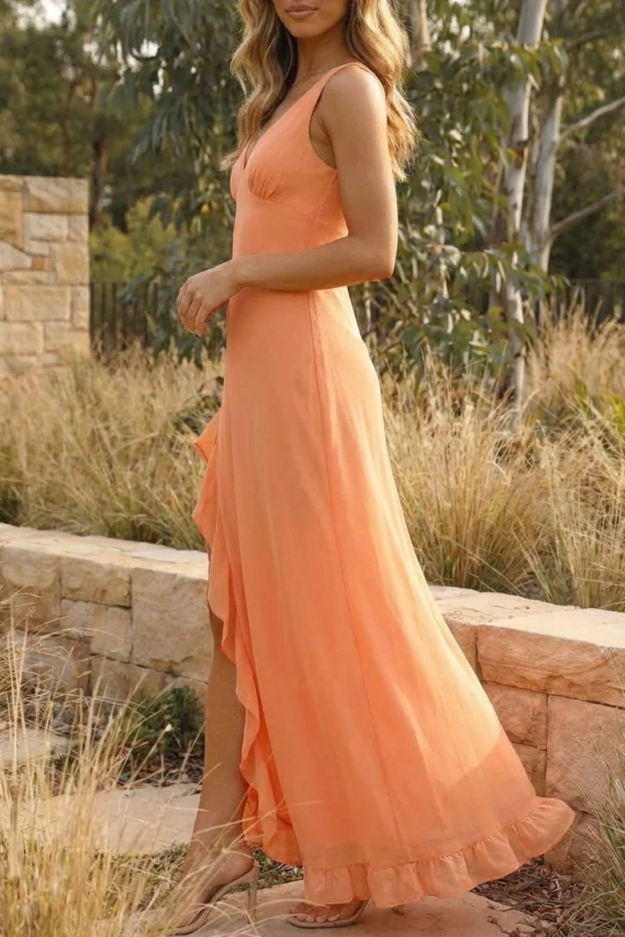Amiah Sleeveless Ruffled Slit Maxi Dress - Image 6