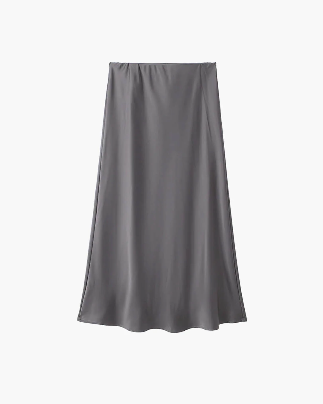 Anais High Waist Black Satin Midi Skirt - Image 8
