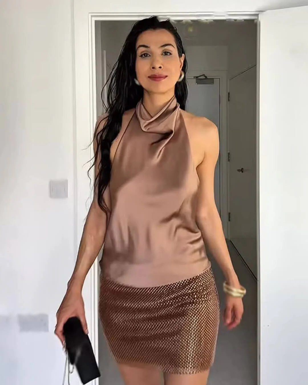 Anastasia Halter Backless Satin Top - Image 17