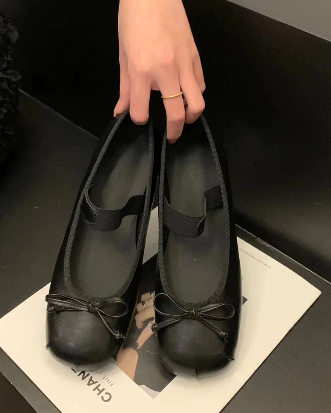 Angela Bowtie Leather Ballet Flats - Image 3