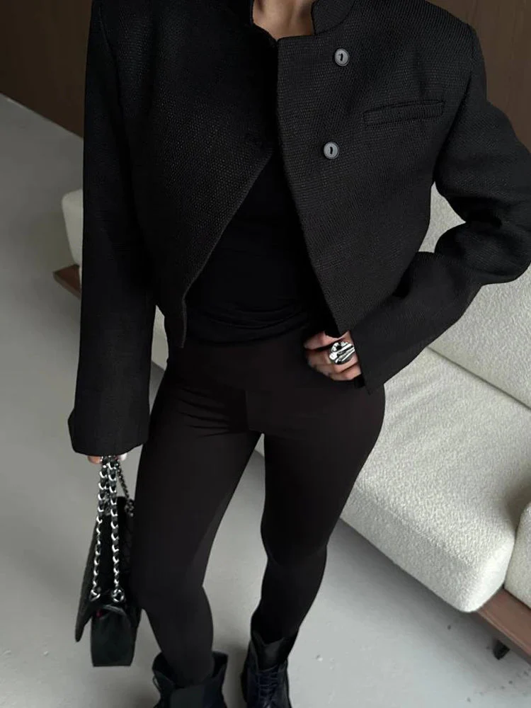 Anneliese Cropped Button-Front Blazer - Image 3