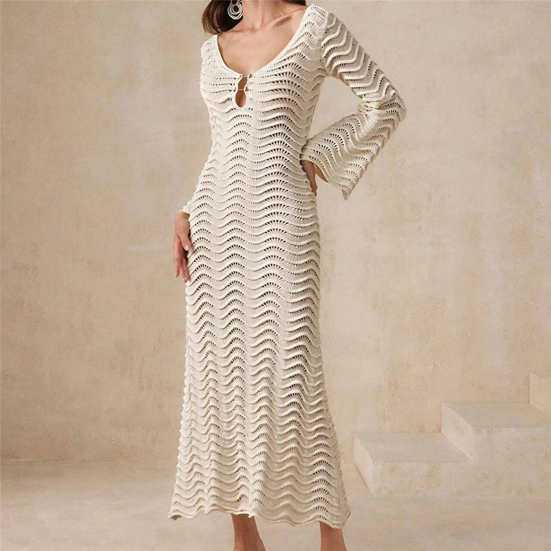 Arabella Lace-Up Knit Maxi Dress - Image 2