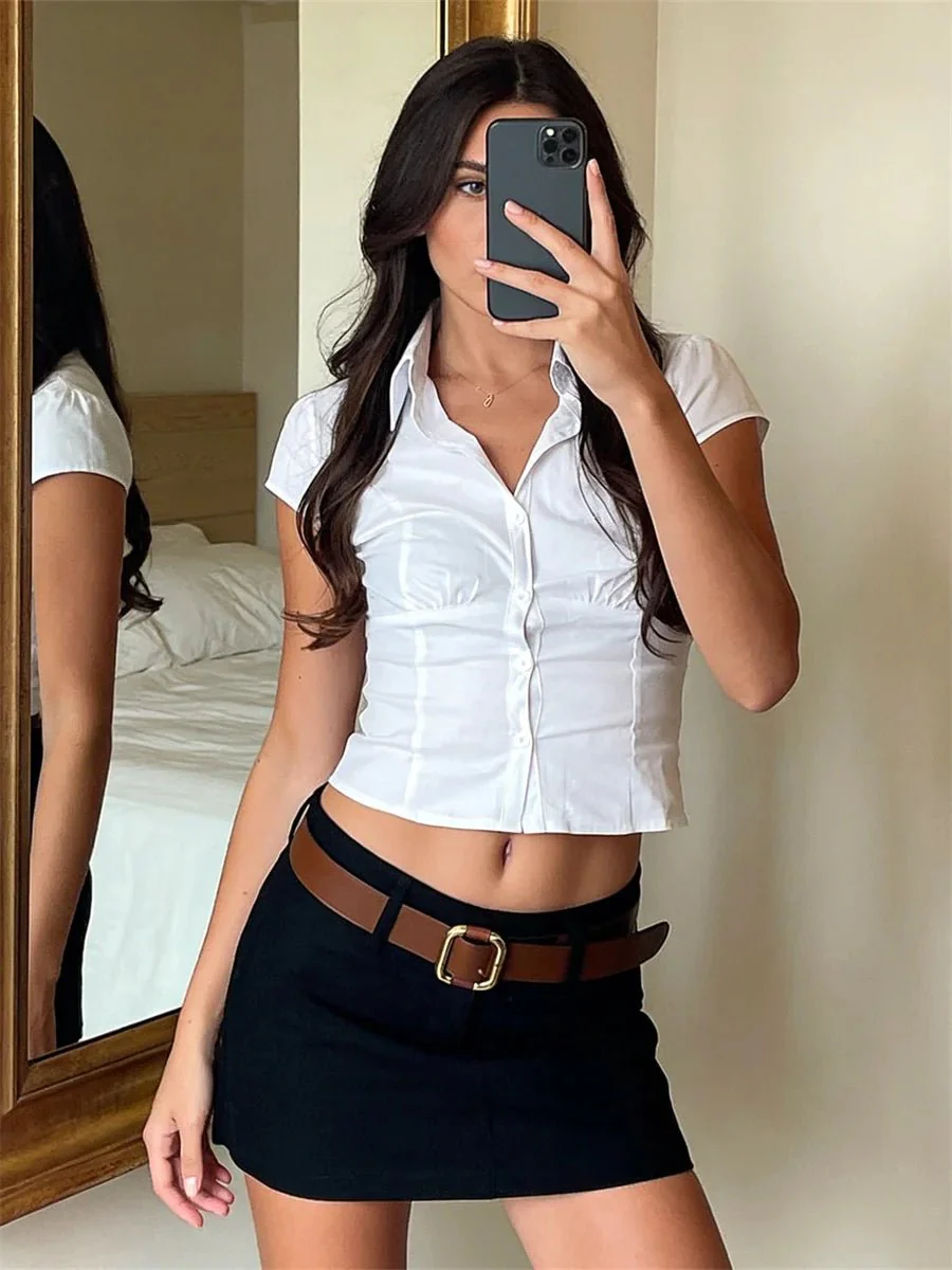 Ariana Cropped Button-Down Blouse - Image 2