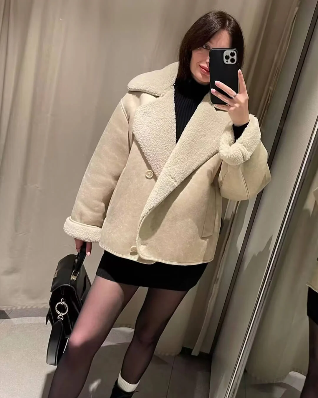 Arianne Sherpa Faux Leather Jacket - Image 5