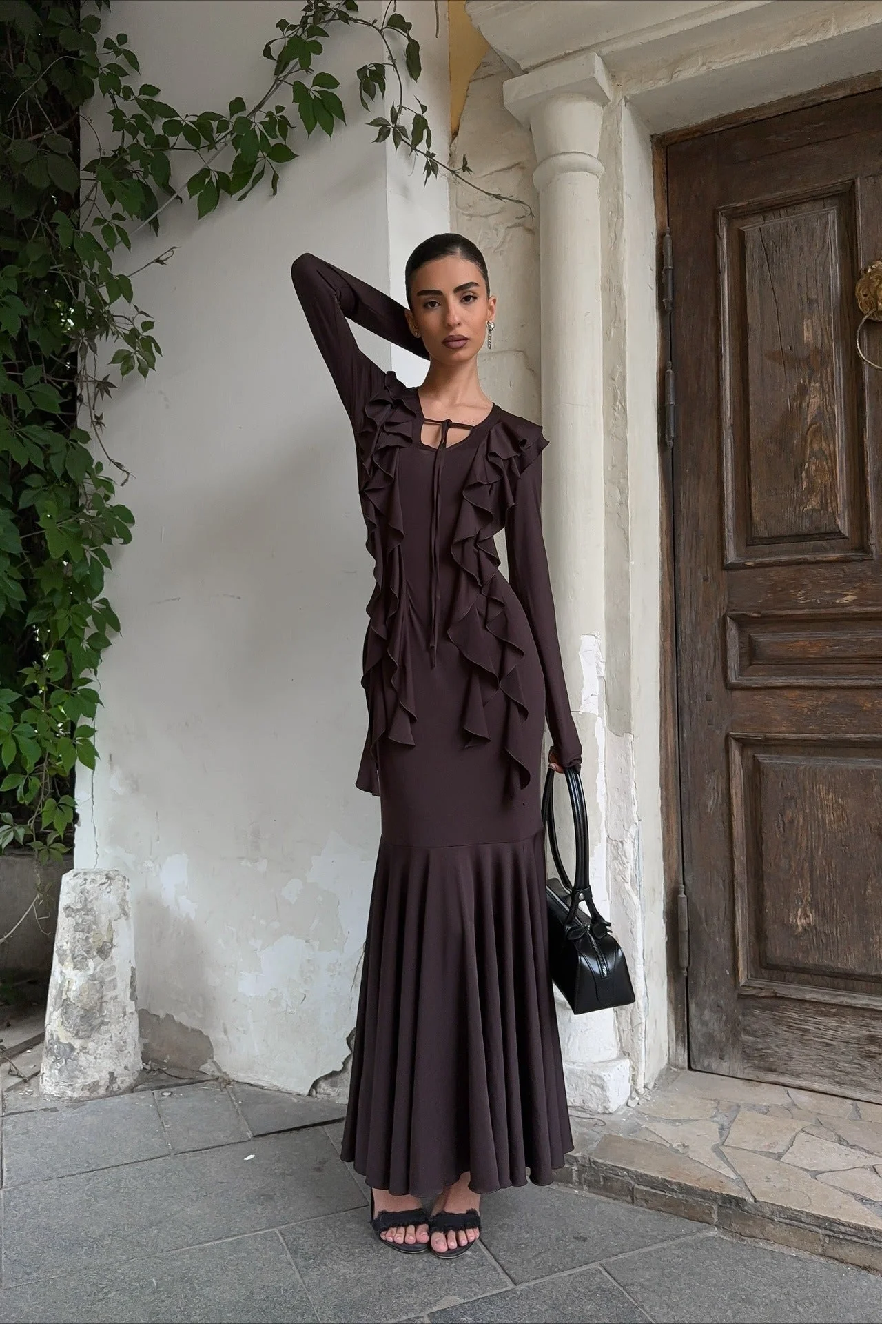 Arielle Ruffled Long-Sleeve Maxi Dress - Image 3