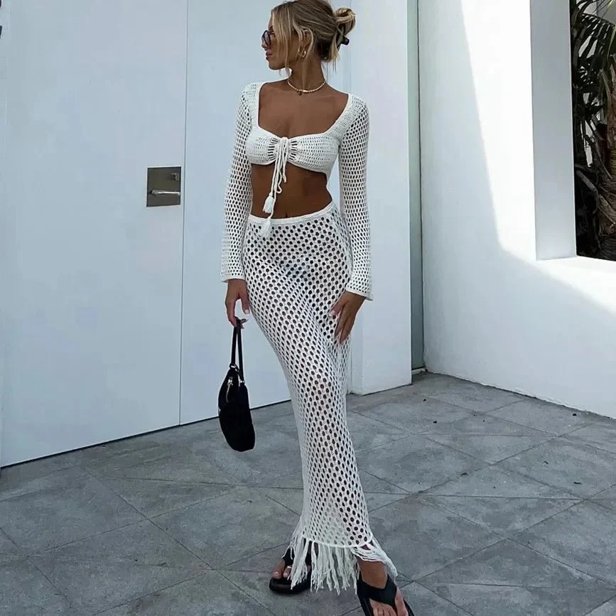 Ashley Crochet Cover Up Skirt Set - Image 5