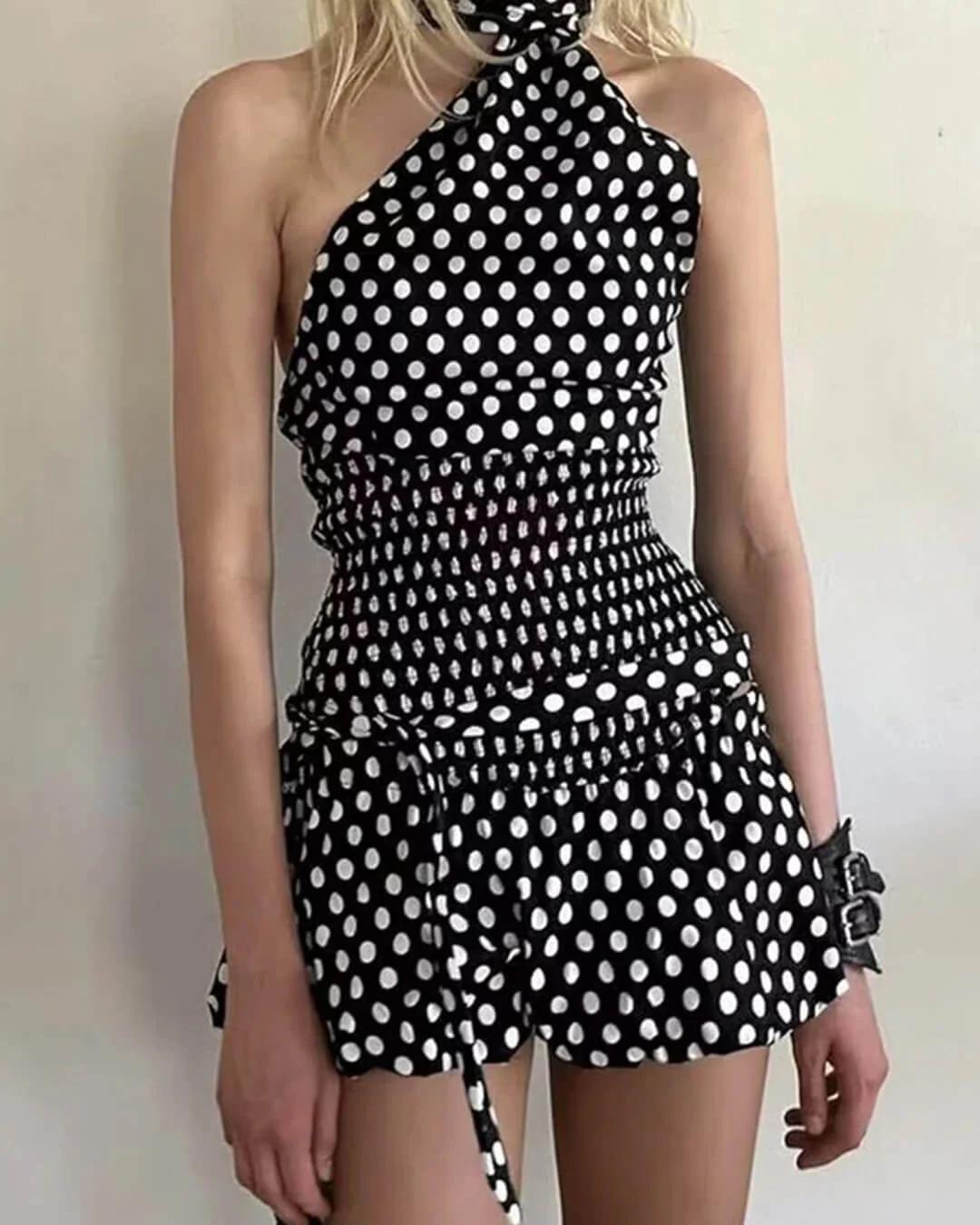 Astrid Polka Dot Elastic Waist Mini Skirt - Image 2