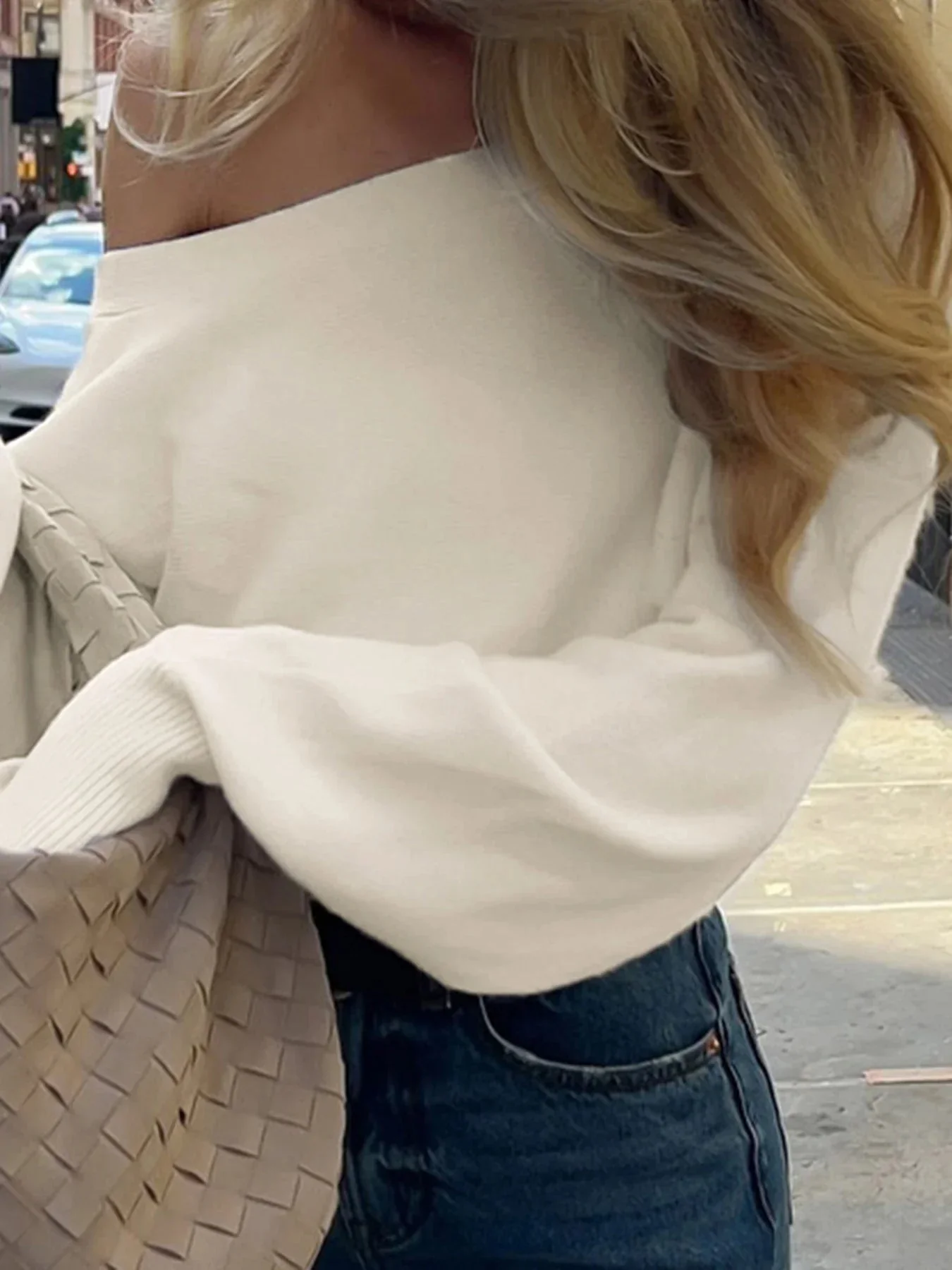 Aubrey Waisted Off-Shoulder Knit Sweater - Image 3