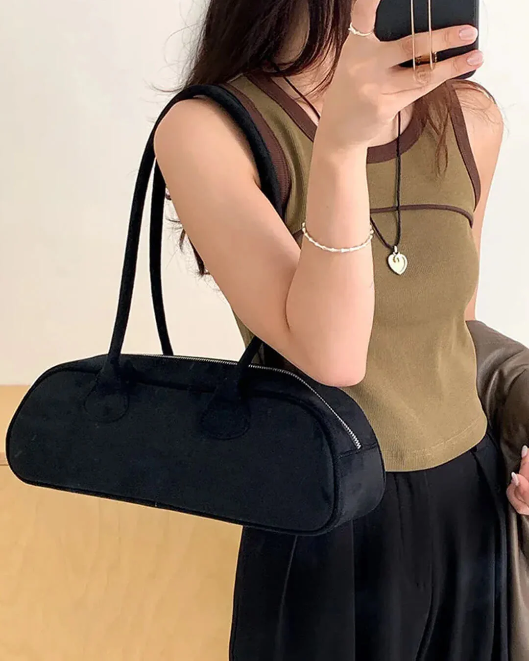 Aveline Vegan Suede Bag - Image 11