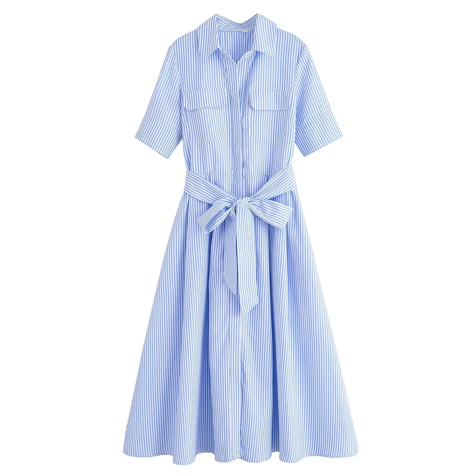 Beatrice Belted Shirt Midi Dress - Image 12