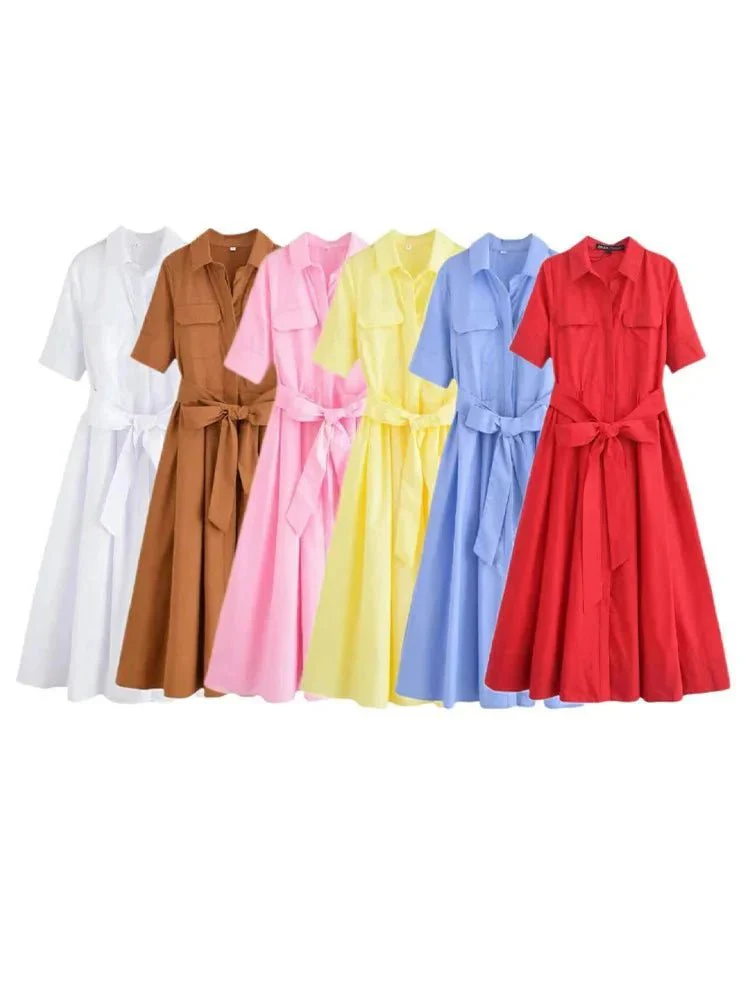 Beatrice Belted Shirt Midi Dress - Image 8