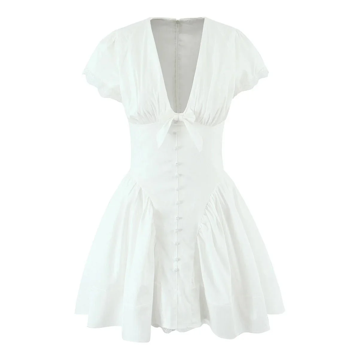 Beatrice Bow V-Neck Mini Dress - Image 11
