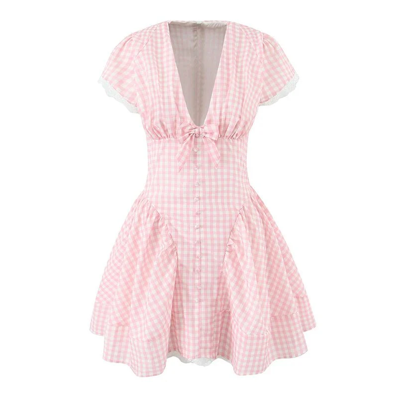 Beatrice Bow V-Neck Mini Dress - Image 13