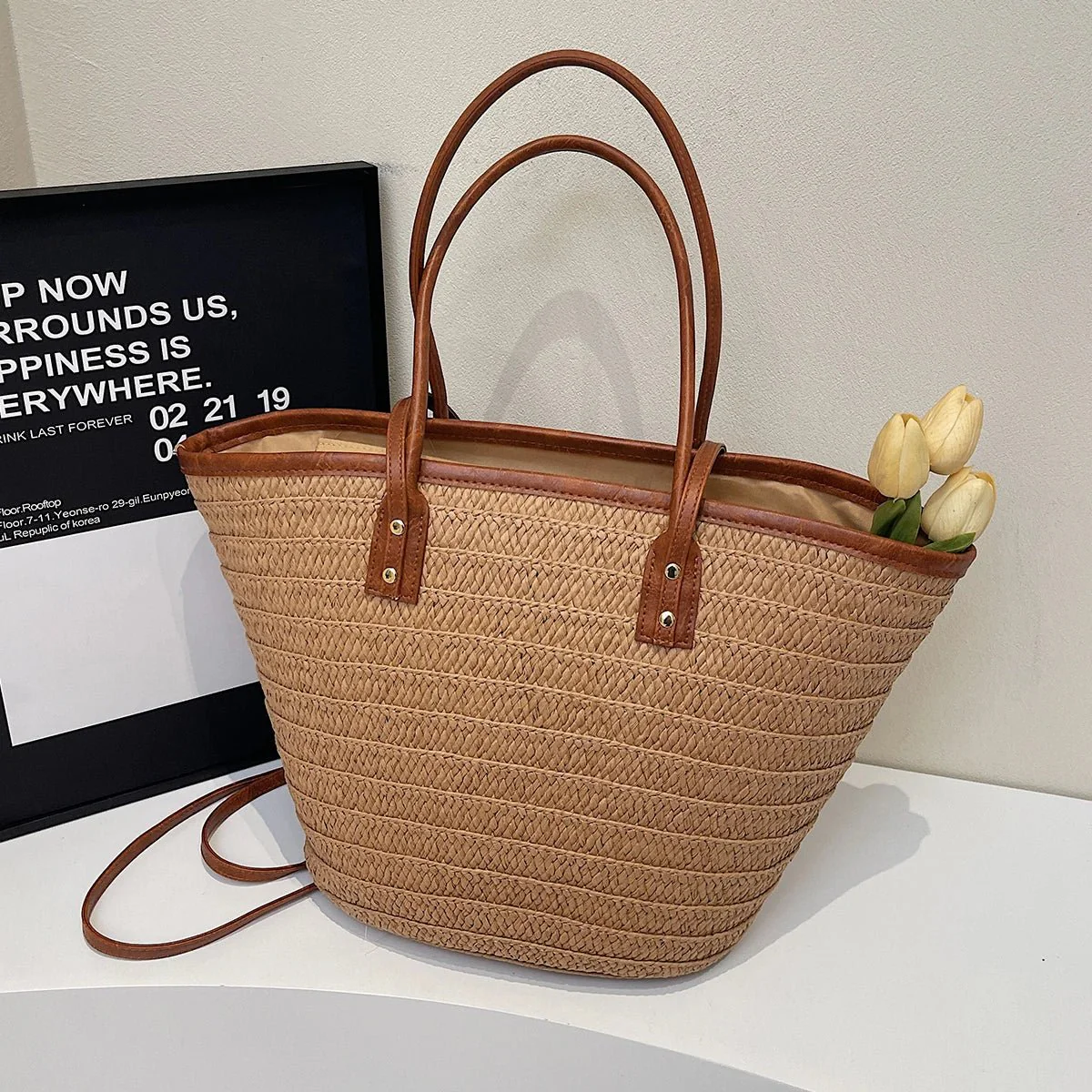 Beatrice Forest Woven Single-Shoulder Tote - Image 4