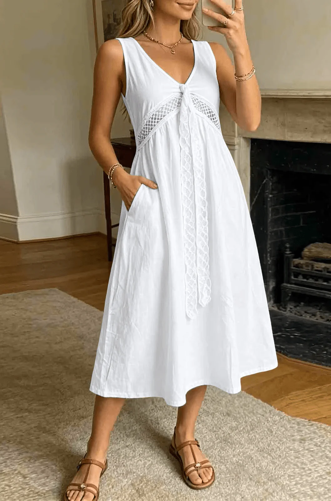Beatrice Lace Trim A-Line Summer Dress