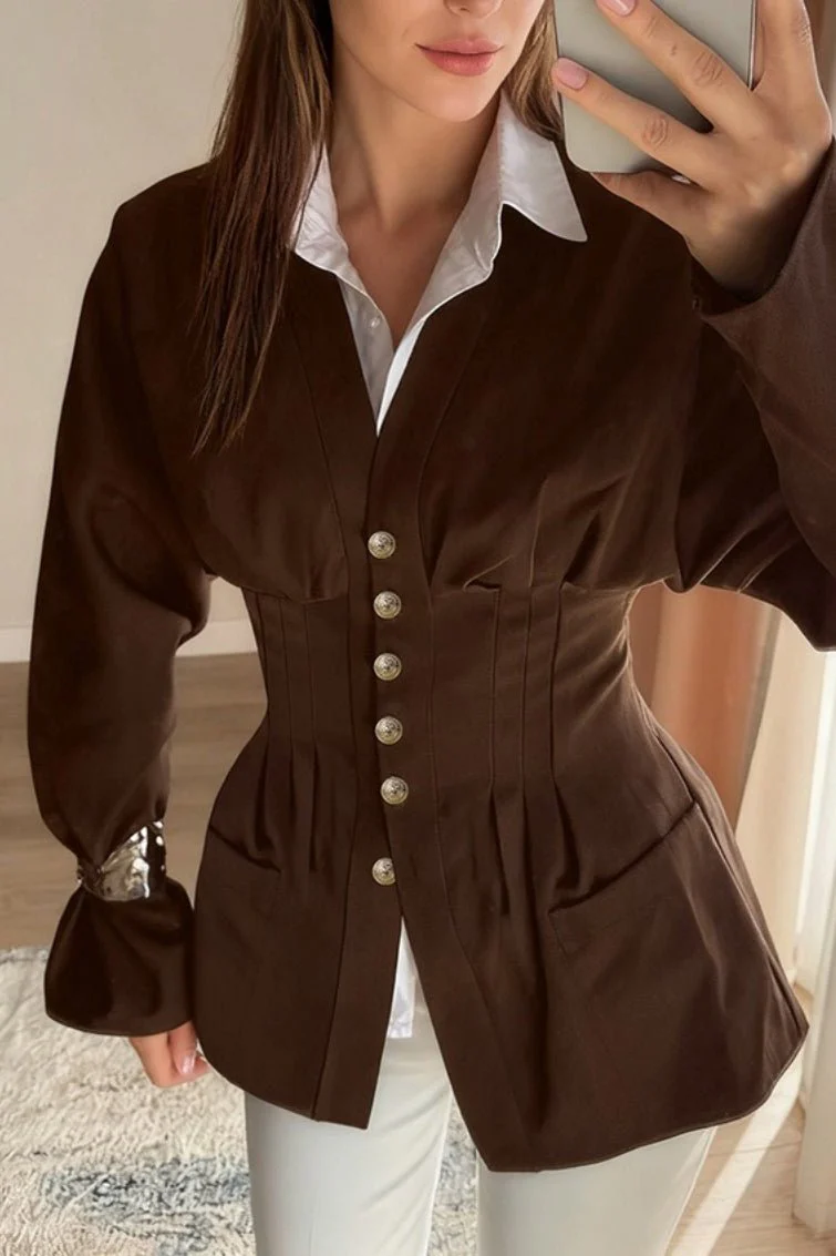Beatrice Pleated Slim Vintage Waist Blazer - Image 5
