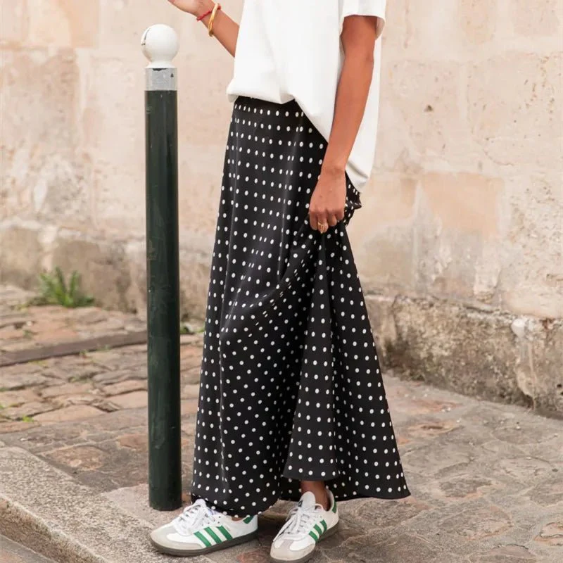 Beatrice Polka Dot Satin Maxi Skirt - Image 3