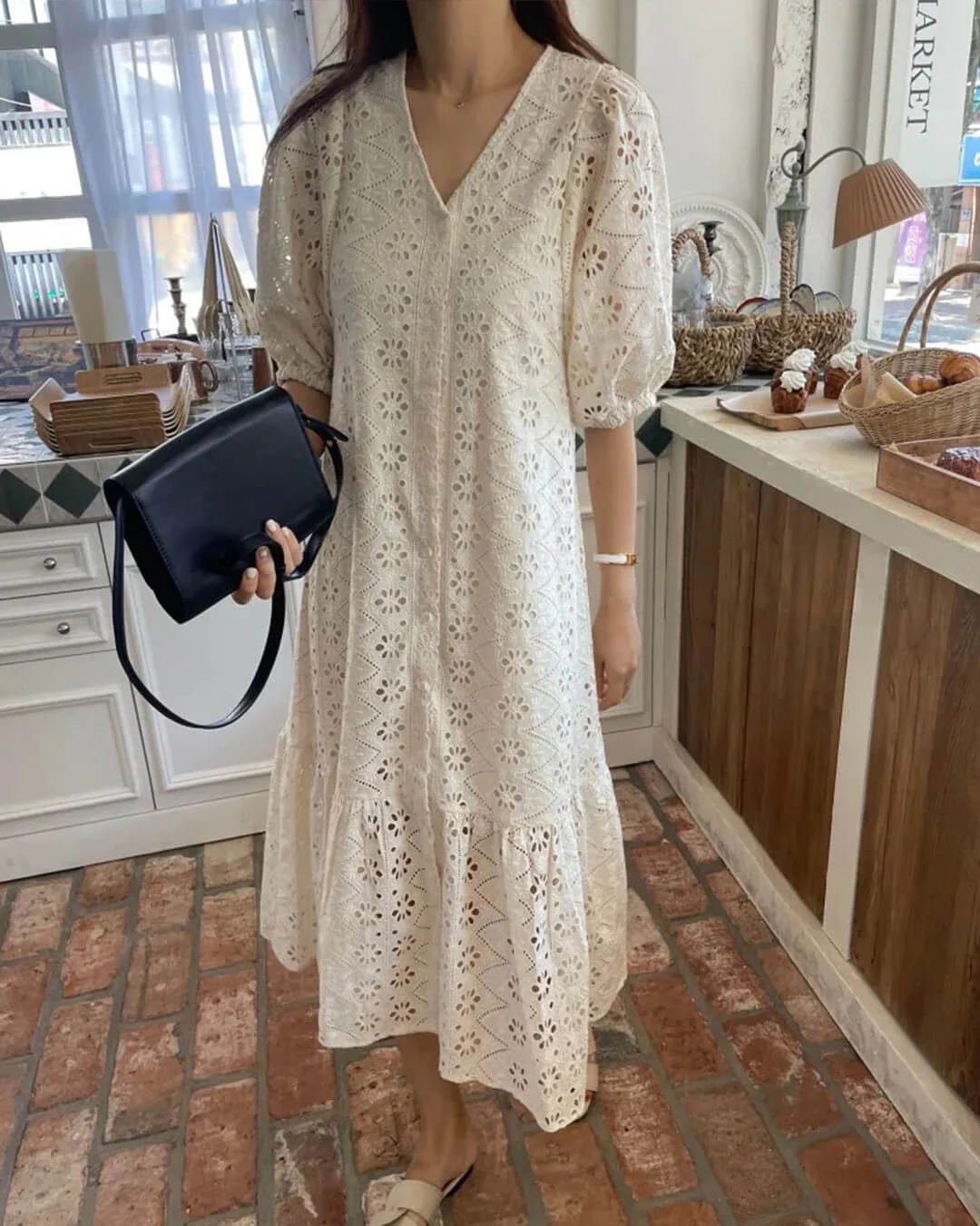 Beatrice V-Neck Embroidered Maxi Dress - Image 2
