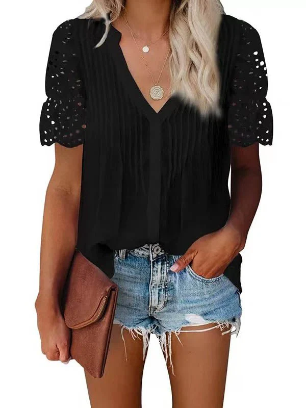 Beatrice V-Neck Lace Sleeve Top - Image 5