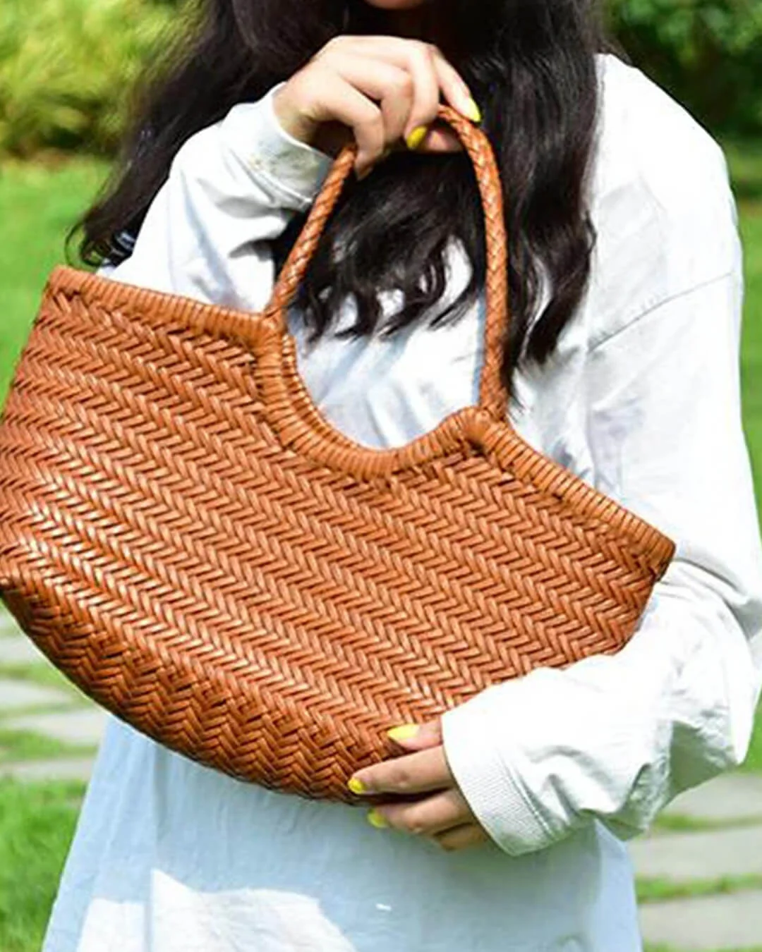 Beatrice Woven Leather Tote Bag - Image 9