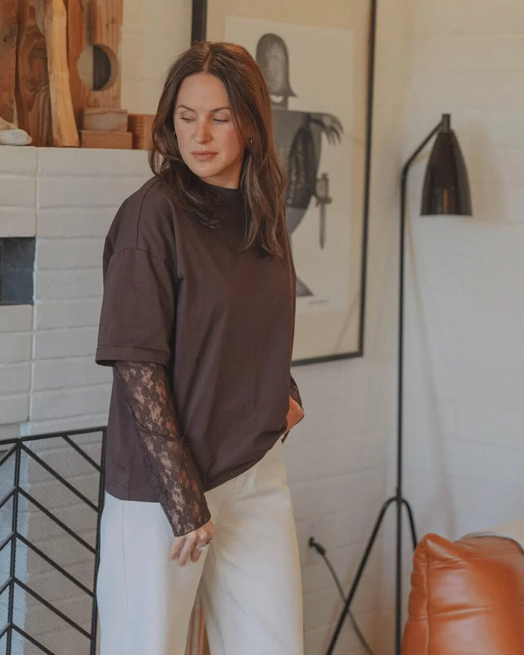 Bella Lace Splice Long Sleeve Tee - Image 2