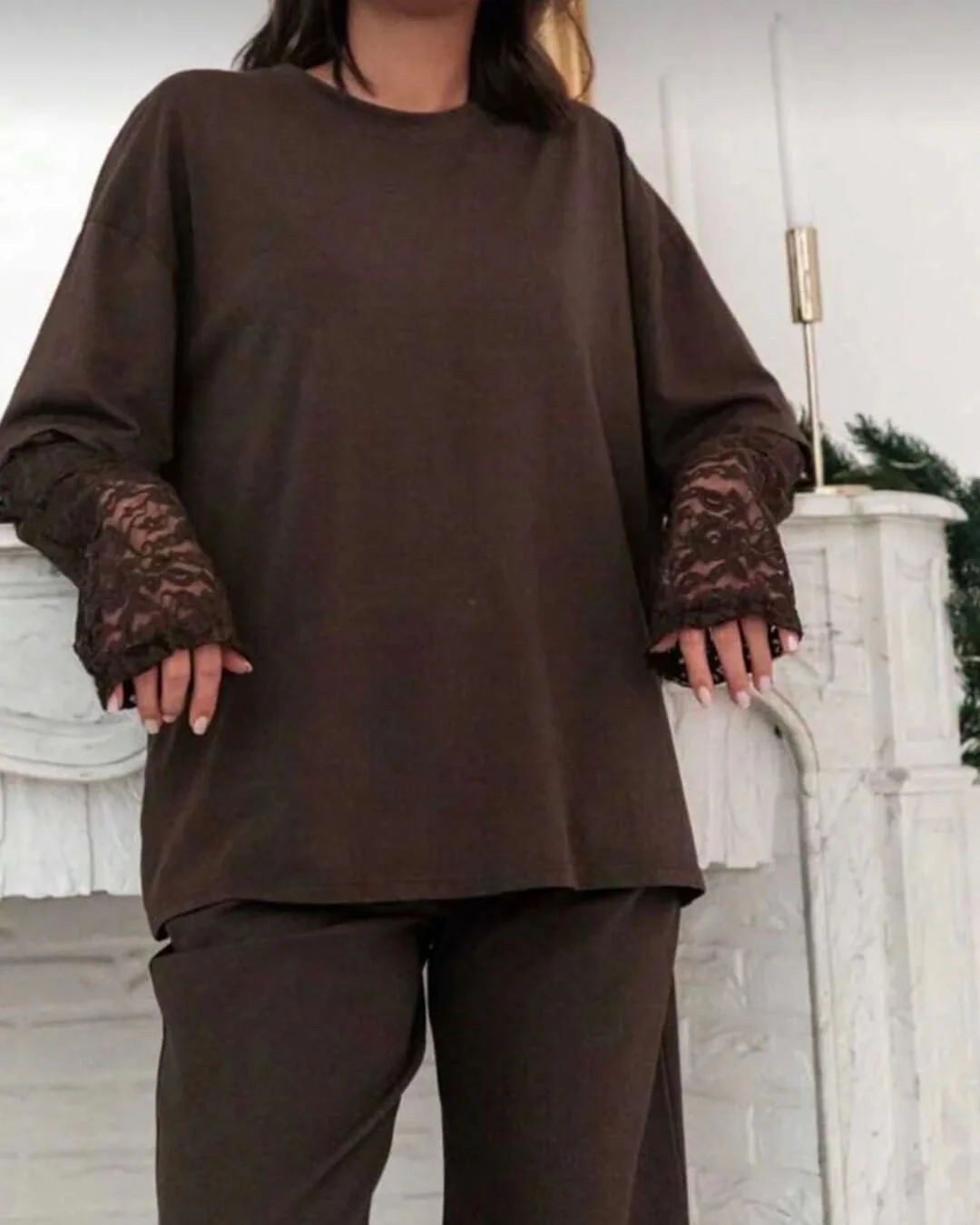 Bella Lace Splice Long Sleeve Tee - Image 4