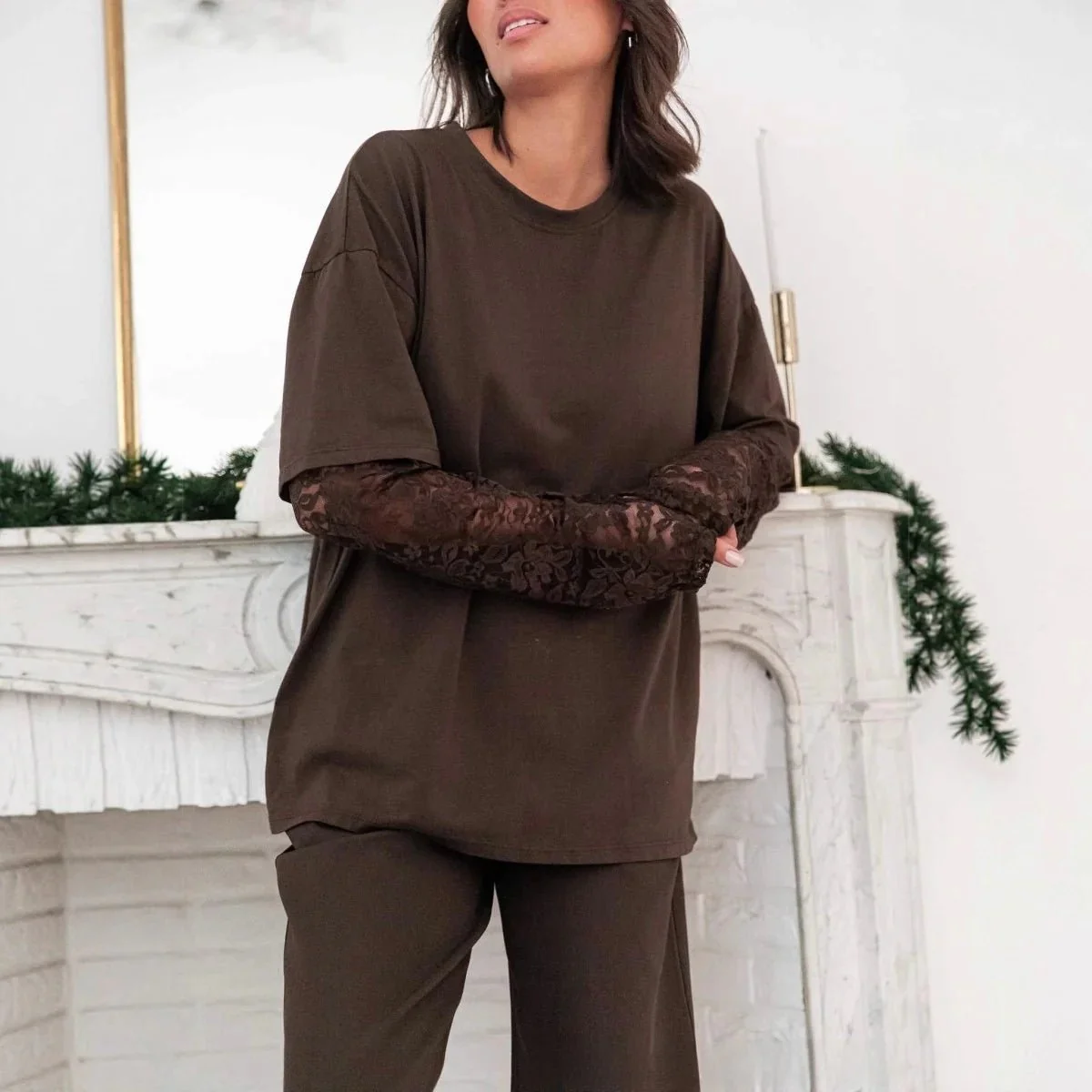Bella Lace Splice Long Sleeve Tee - Image 5