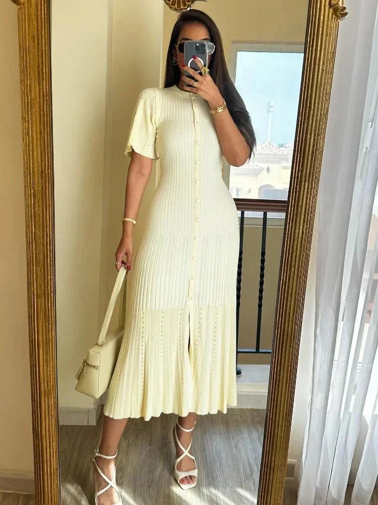 Bianca Bell Sleeve Pleated Knit Midi Dress - Image 6