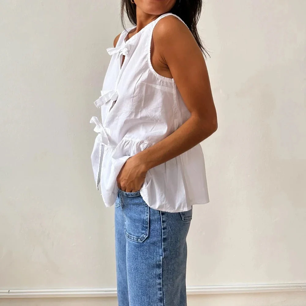 Bianca Bow-Tie Peplum Tank Top - Image 3