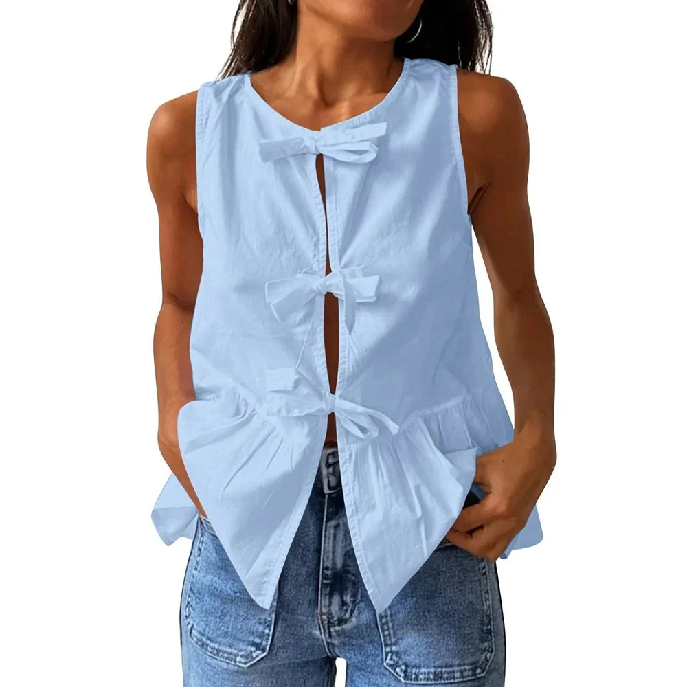 Bianca Bow-Tie Peplum Tank Top - Image 5