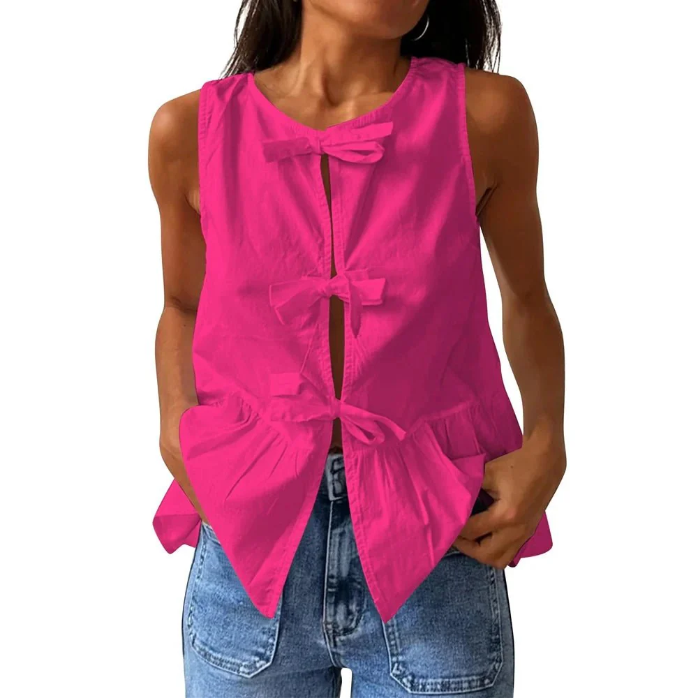 Bianca Bow-Tie Peplum Tank Top - Image 6