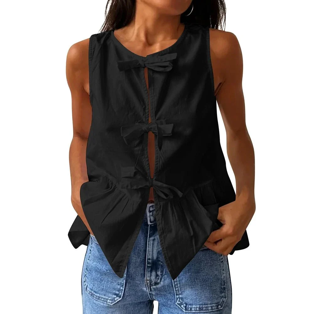 Bianca Bow-Tie Peplum Tank Top - Image 7