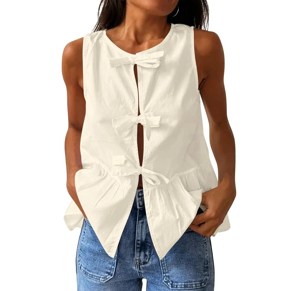 Bianca Bow-Tie Peplum Tank Top - Image 8
