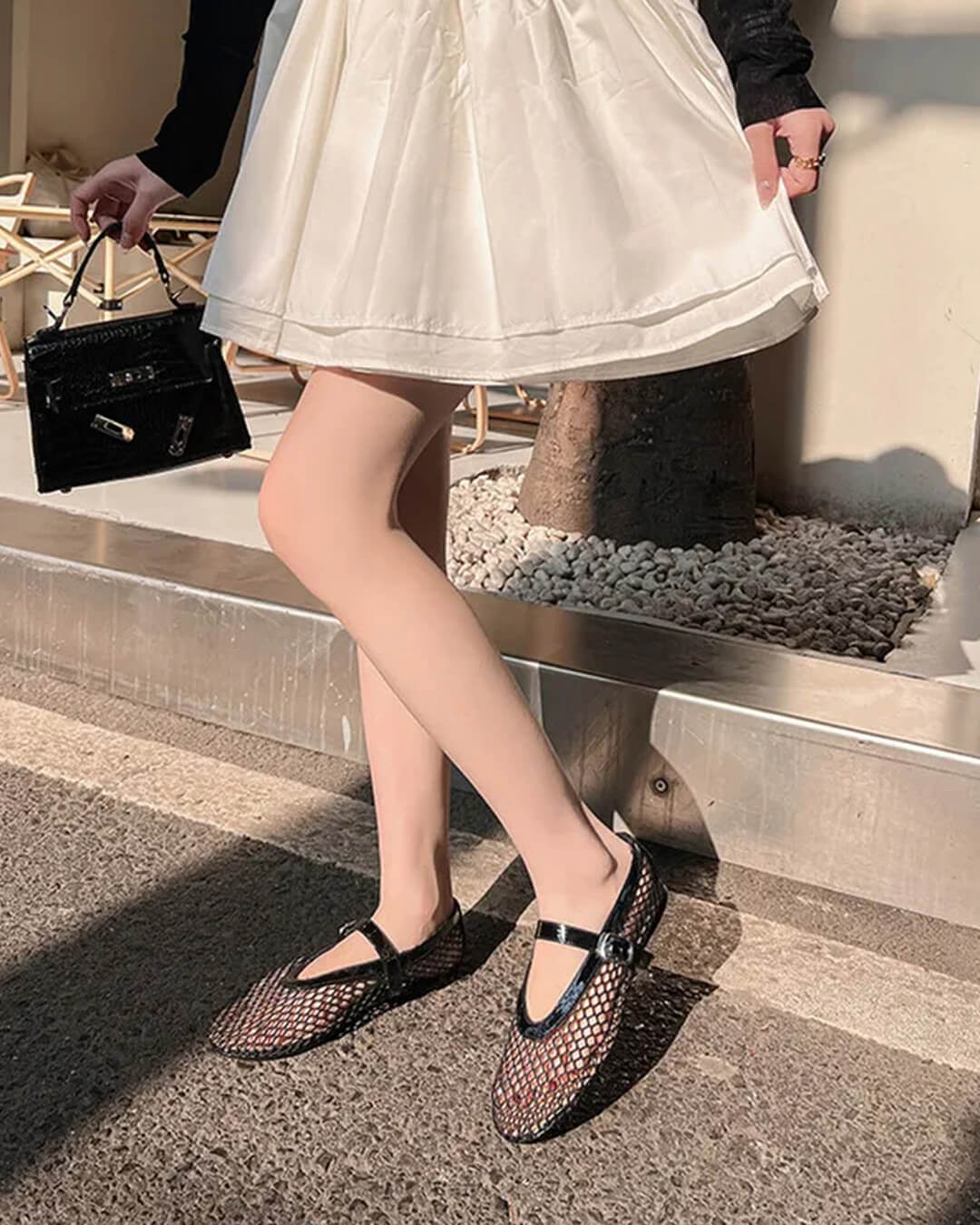 Bianca Buckled Mesh Ballet Flats - Image 10
