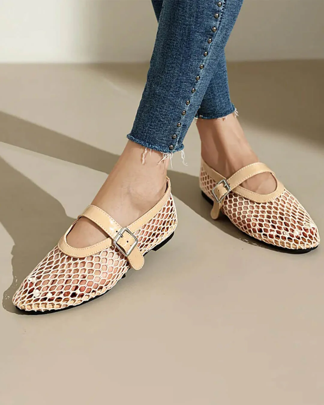 Bianca Buckled Mesh Ballet Flats - Image 14