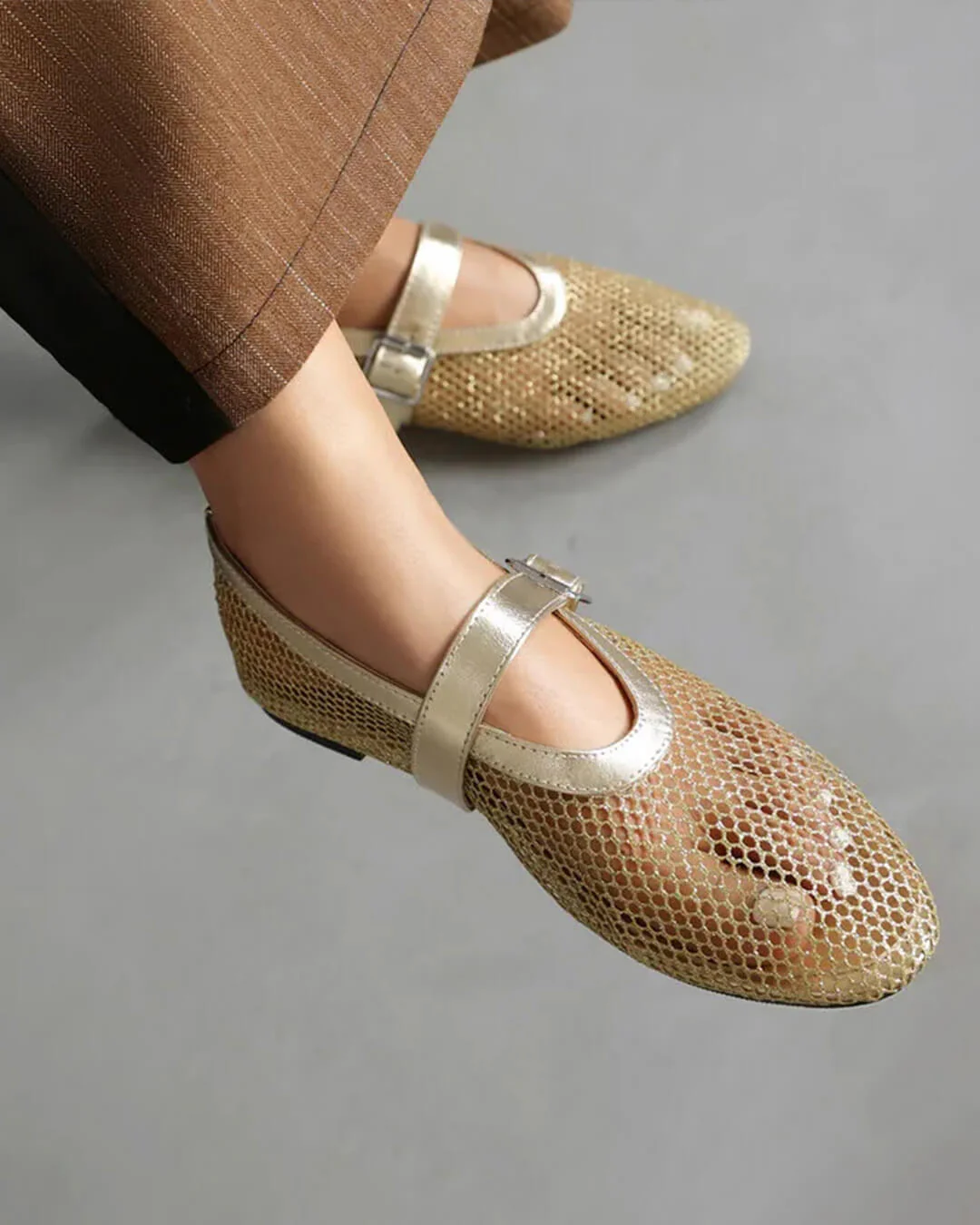 Bianca Buckled Mesh Ballet Flats - Image 16