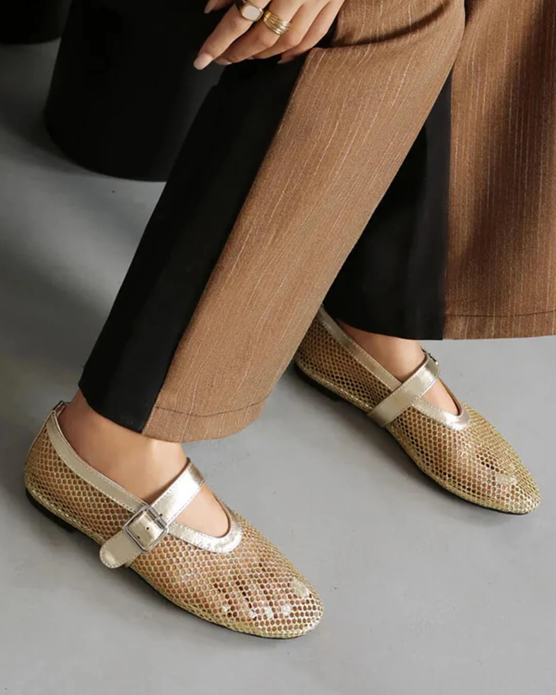 Bianca Buckled Mesh Ballet Flats - Image 17