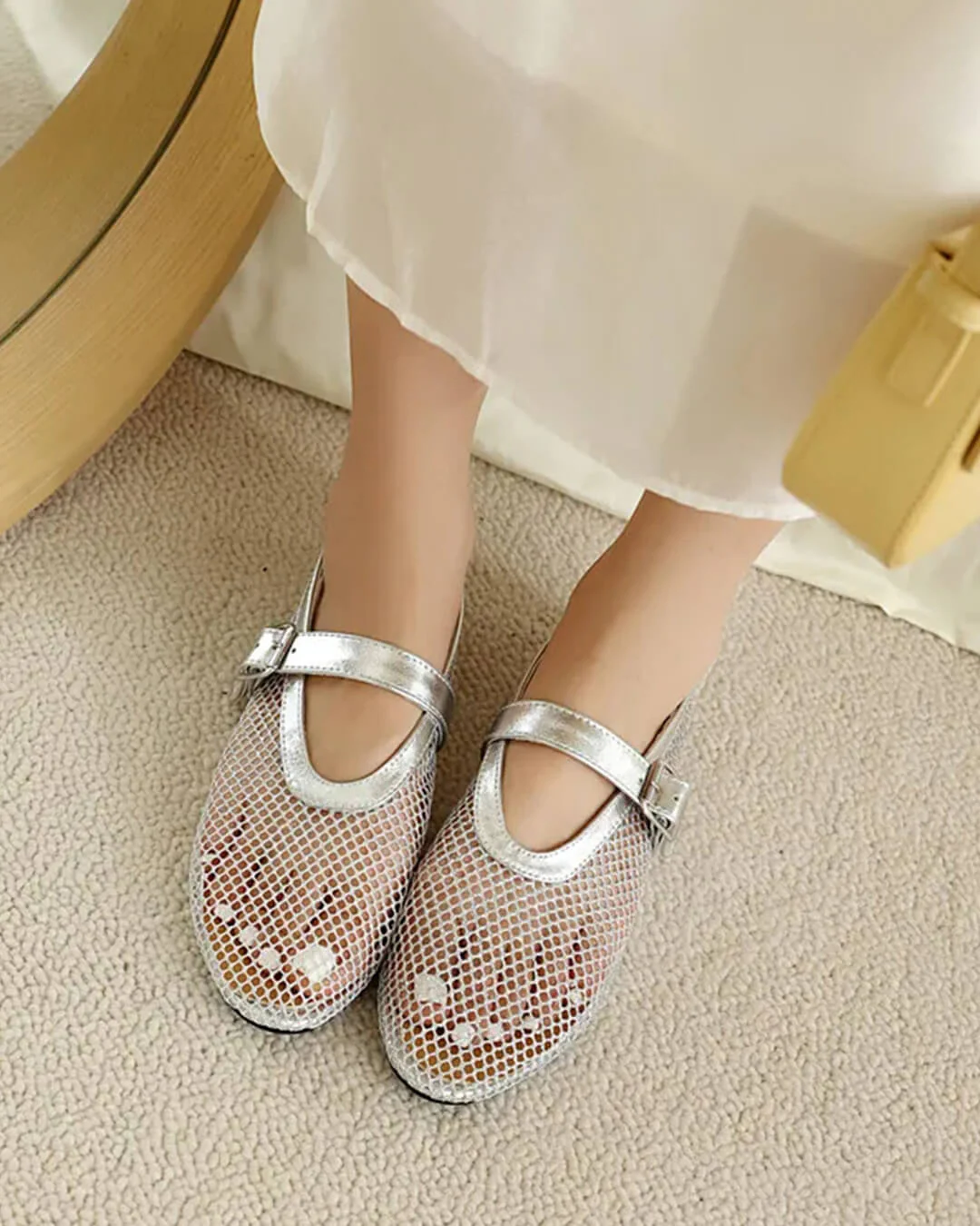 Bianca Buckled Mesh Ballet Flats - Image 19