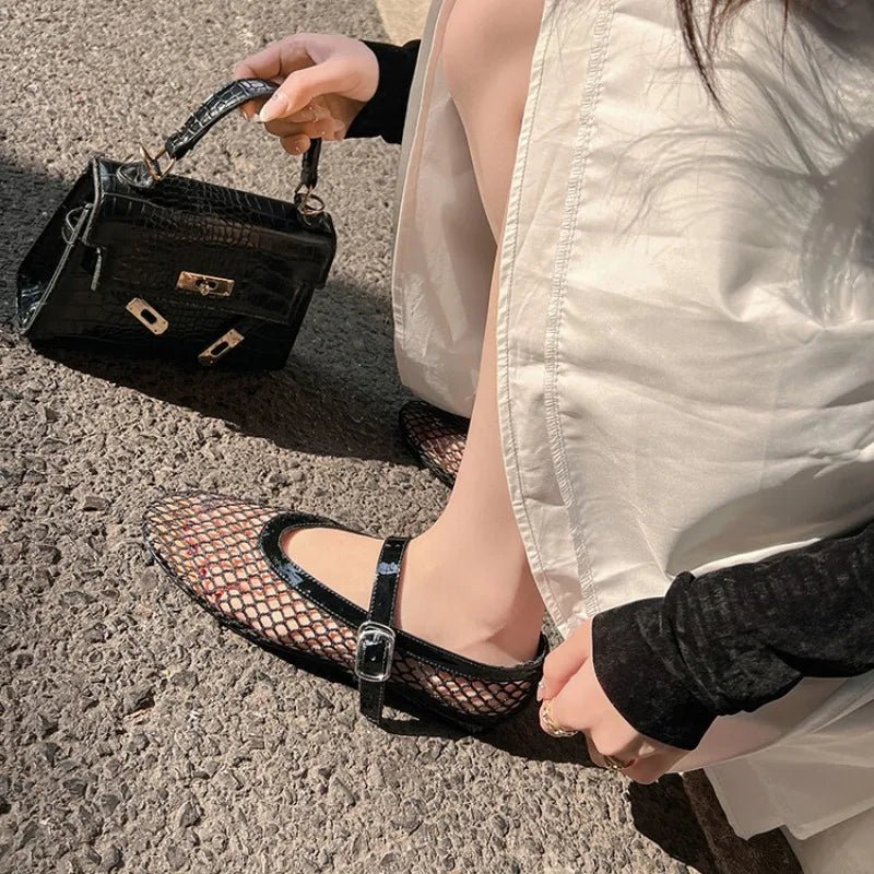 Bianca Buckled Mesh Ballet Flats - Image 2